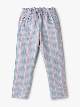 GAP - Blue Girl's Vertical-Stripes High Waist Trousers
