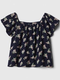 GAP - Navy Blue Girl's Floral Print Square Neck Top