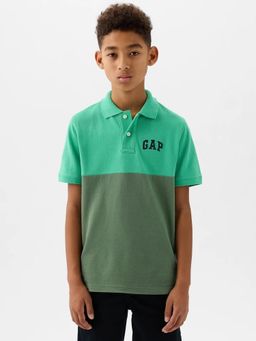 GAP - Green Colour Block Polo T-Shirt