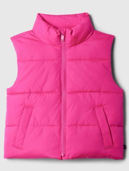 GAP - Pink Girl's Sleeveless High Neck Puffer Jacket