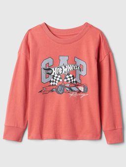 GAP - Coral Boy's Hot Wheels Graphic Print Full Sleeve T-Shirt
