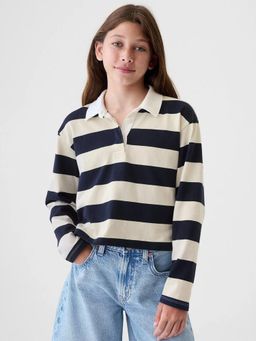 GAP - Navy Blue Girl's Horizontal Stripes Polo T-Shirt