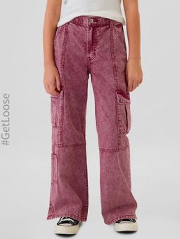 GAP - Mauve Girl's Mid Waist Rise Cargo Jeans