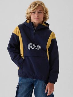 GAP - Navy Blue Boy's Colour-Block Full Sleeve Hooded Jacket