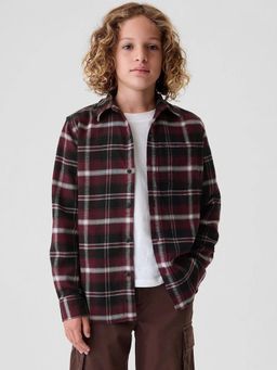 GAP - Maroon Boy's Checks Full Sleeves Spread Collar Shirt