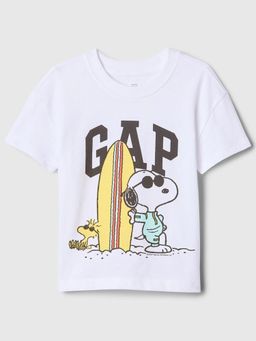 GAP - White Snoopy Graphic Print Half Sleeves T-Shirt