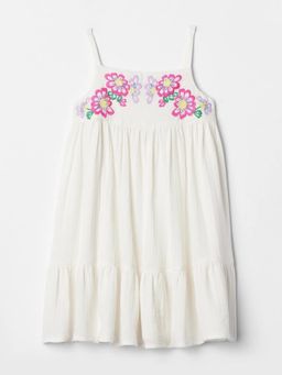 GAP - White Girl's Embroidered A-Line Dress