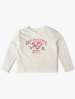 GAP - White Girl's Graphic Print Round Neck Full Sleeves T-Shirt