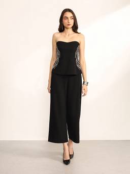 Kazo - Women's Black Sculpted Jumpsuit