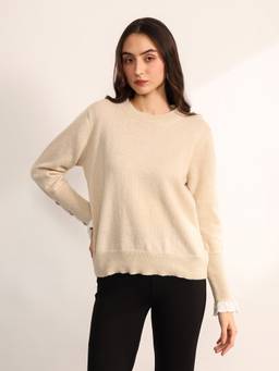 Kazo - Women Beige Stanley Sweater