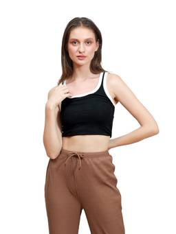 Saffe - Women Black Sleeveless Round Neck Solid Top