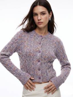 Outzidr - Lavender Textured Button Down Cardigan
