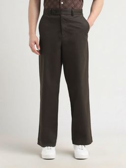 SELECTED HOMME - Brown Solid/Plain Wide Trouser