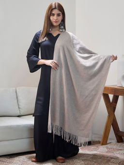 InWeave - Women Beige Acrylic Floral Woven Shawl