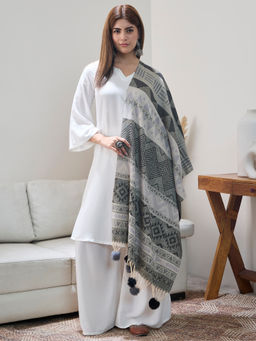 InWeave - Women Grey Acrylic Geometric Woven Shawl