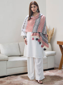 InWeave - Women Pink Acrylic Geometric Woven Shawl