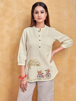 KAFTANIZE - Natural Beige Short Kurtis