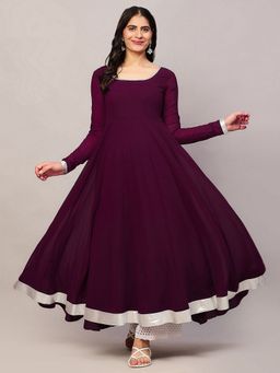 Poshak Hub - Women Purple Georgette Hand Embroidery Anarkali Kurta