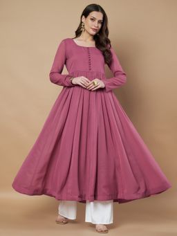 Poshak Hub - Women Pink Georgette Anarkali Kurta