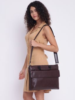 KLEIO - Office Unisex Laptop Messenger Hand Bag - Brown