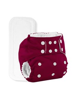 Moms Home - Reusable Cotton Pocket Diapers with Inserts Maroon