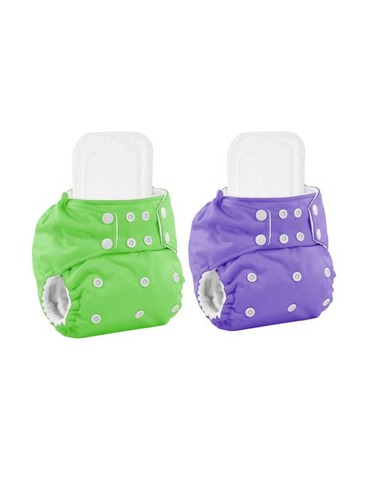 Moms Home Reusable Cotton Pocket Diapers with Inserts Multi-Color