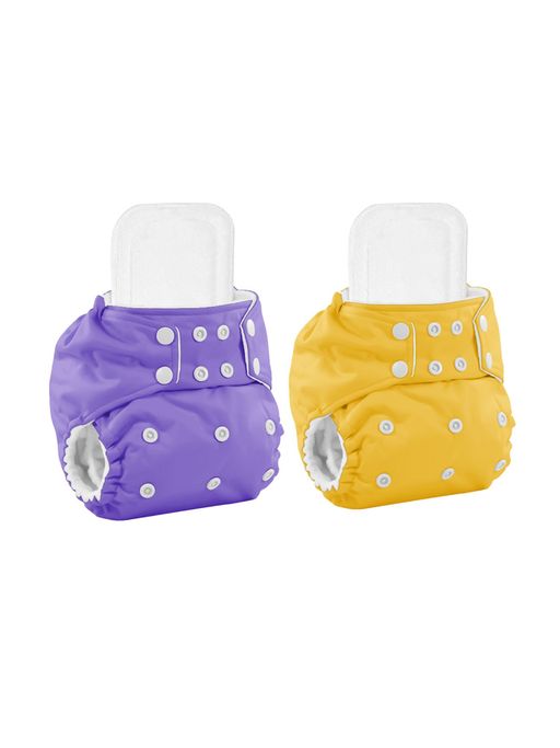Moms Home Reusable Cotton Pocket Diapers with Inserts Multi-Color