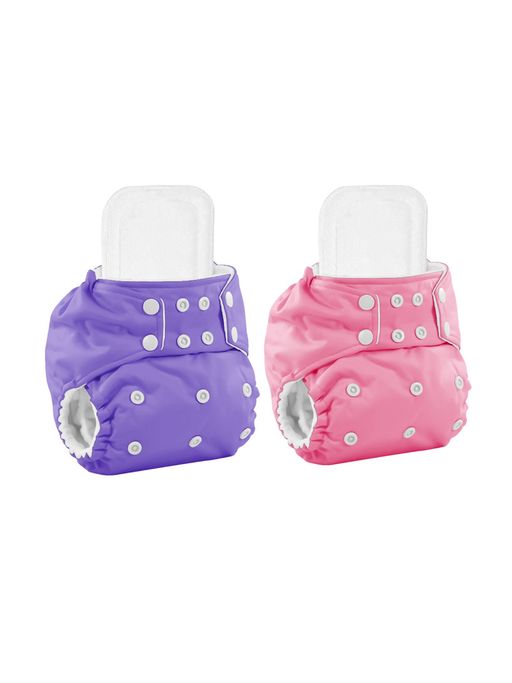 Moms Home Reusable Cotton Pocket Diapers with Inserts Multi-Color