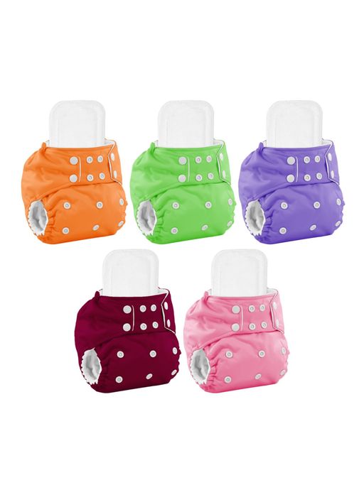 Moms Home Reusable Cotton Pocket Diapers with Inserts Multi-Color