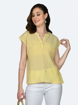 Zink London - Women Yellow Self Design Top