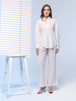 Label S4U - White Embroidered Co-Ord (Set of 2)