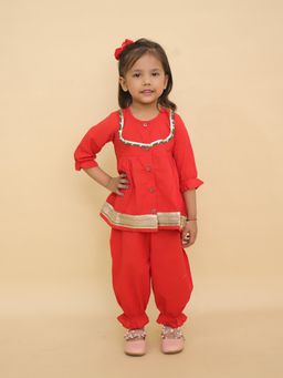 LITTLE GINNIE - Girls Red Top and Salwar