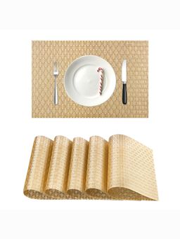 Kuber Industries - 6 Pcs Pvc Table Mats For Restaurants Check Cpg 3045 Golden (Pack of 6)