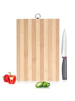 Kuber Industries - Bamboo Vegetable Chopping Board Wood With Hanging Ring Cx-12 - Brown
