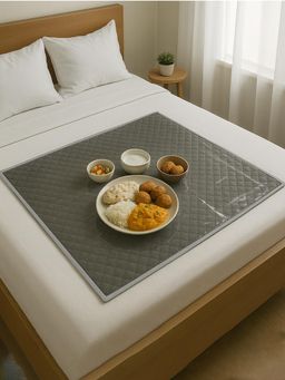 Kuber Industries - Laminated Pvc Bed Protector Food Mat Quilted Ultra Sonic- Grey