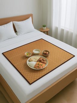 Kuber Industries - Laminated Pvc Food Mat For Bed Protector Quilted Ultra Sonic- Brown