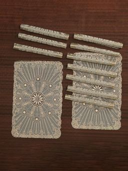 Kuber Industries - Placemats For Dining Table Korean Gold - Victorian Lace (Pack of 12)