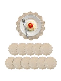 Kuber Industries - 16 Inch Round Table Placemats For Dining Korean Gold - Sunflower (Pack of 12)