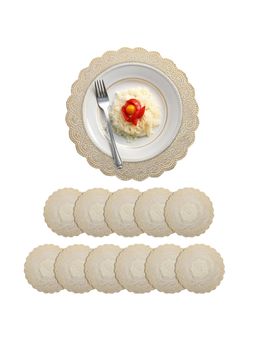 Kuber Industries - 16 Inch Round Table Placemats For Dining Korean Gold - Royal Bloom (Pack of 12)