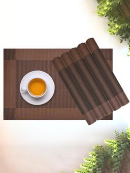 Kuber Industries - Nylon Heat Resistant Table Mats Border Chatai - Dark Brown (Pack of 6)