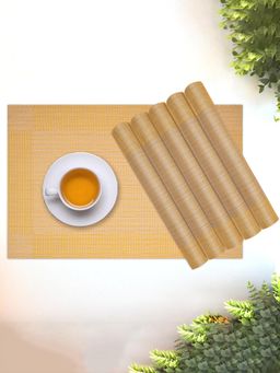 Kuber Industries - Nylon Heat Resistant Table Mats Border Chatai Design - Golden (Pack of 6)