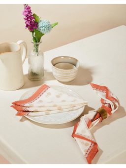 Fabindia - Off-white Ishita Printed Cotton Napkins (Pack of 6)