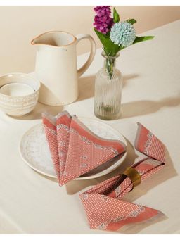 Fabindia - Orange Kanika Printed Cotton Napkins (Pack of 6)