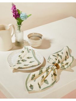 Fabindia - Blue Pushp Printed Cotton Napkins (Pack of 6)