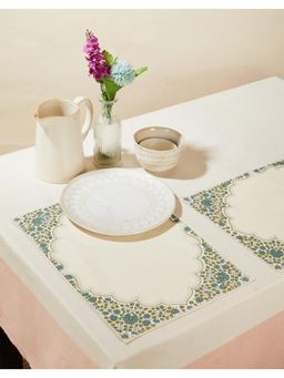 Fabindia - White Pushp Printed Cotton Mats (Pack of 6)