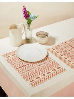 Fabindia - Pink Ishita Printed Cotton Mats (Pack of 6)