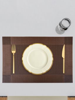 Kuber Industries - Border Chatai 30X45 cm Table Placemat For Dining Table Dark Brown (Pack of 6)
