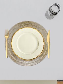 Kuber Industries - Jute Circle Table Placemat For Dining Table Golden (Pack of 6)