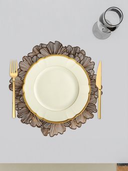 Kuber Industries - Flower Table Placemat For Dining Table Copper (Pack of 6)
