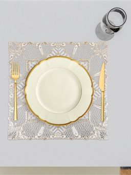 Kuber Industries - Star Table Placemat For Dining Table Cream & Golden (Pack of 6)